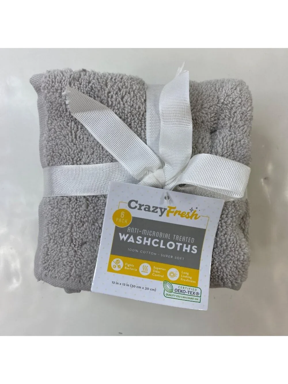 CrazyFresh 6-Pack Anti-Microbial Washcloths 12